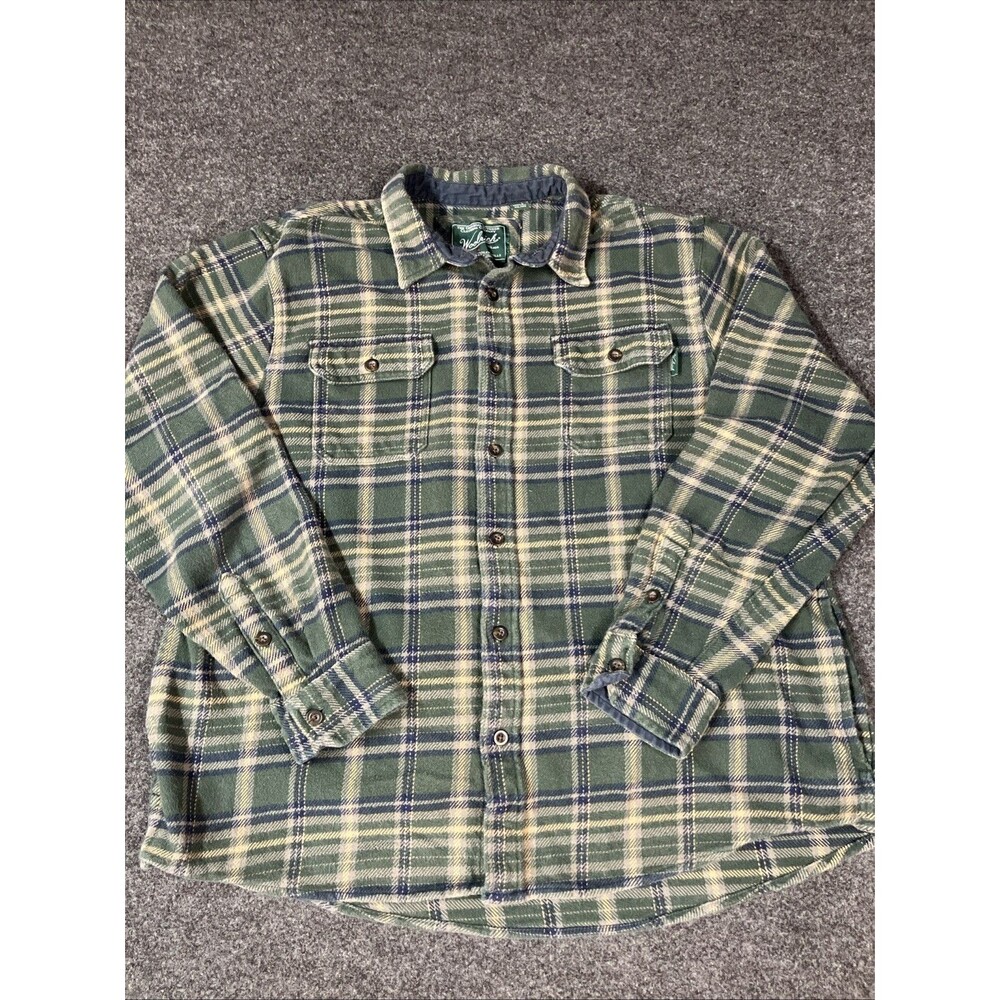 Woolrich Shirt Jacket Mens XXL Green Brawny Flannel Shacket Heavyweight Outdoor